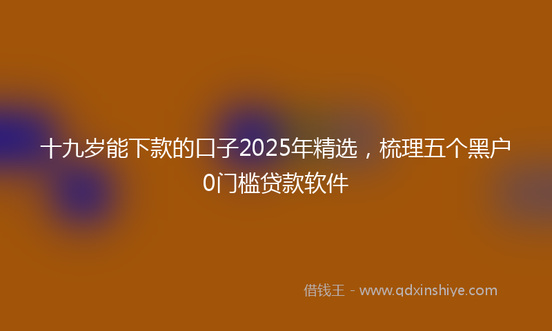 十九岁能下款的口子2025年精选，梳理五个黑户0门槛贷款软件