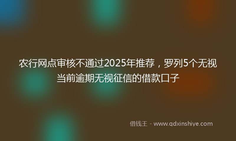 农行网点审核不通过2025年推荐，罗列5个无视当前逾期无视征信的借款口子