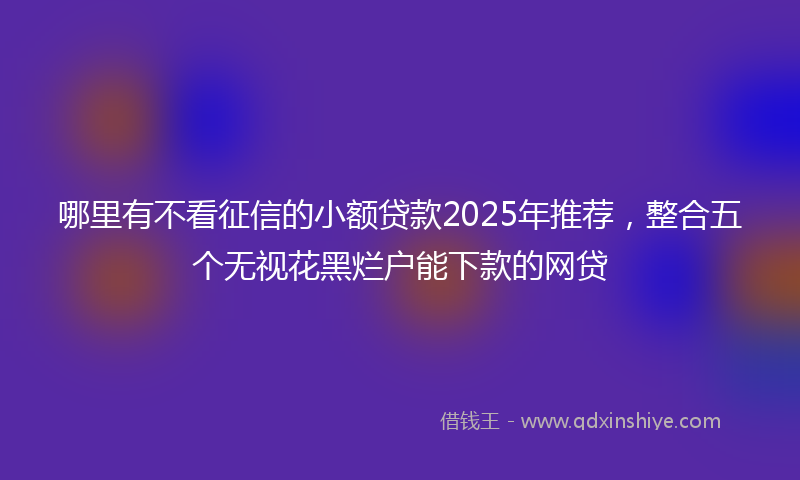 哪里有不看征信的小额贷款2025年推荐，整合五个无视花黑烂户能下款的网贷