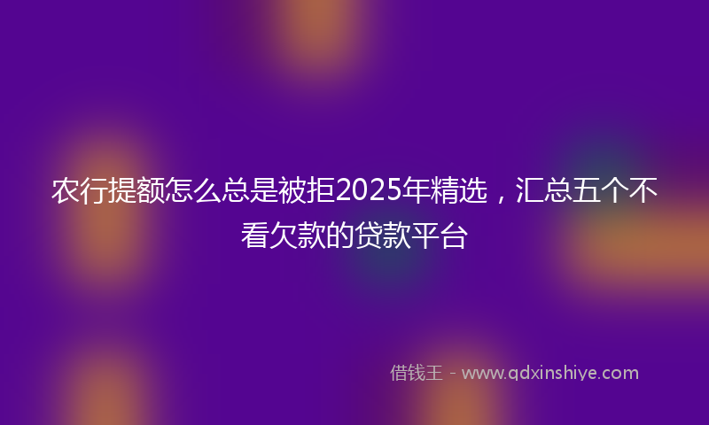 农行提额怎么总是被拒2025年精选，汇总五个不看欠款的贷款平台