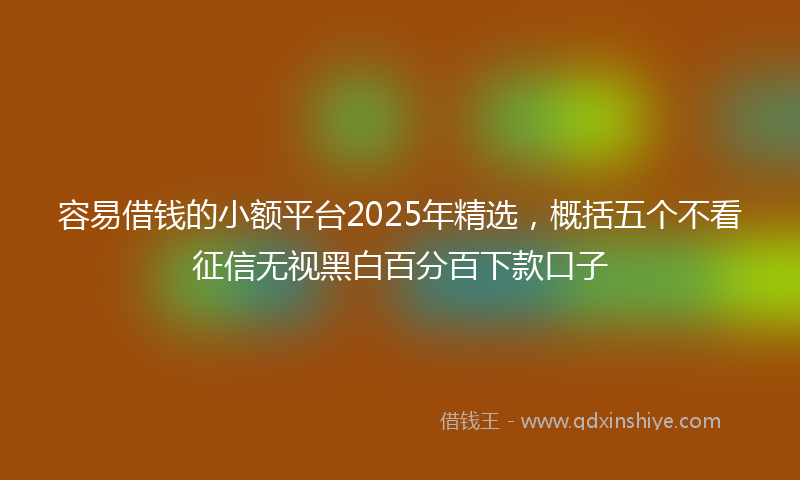 容易借钱的小额平台2025年精选，概括五个不看征信无视黑白百分百下款口子