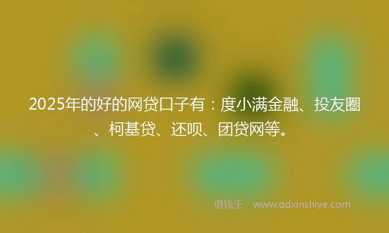 2025年的好的网贷口子有：度小满金融、投友圈、柯基贷、还呗、团贷网等。