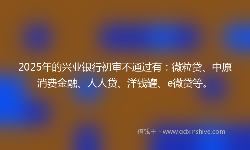 2025年的兴业银行初审不通过有：微粒贷、中原消费金融、人人贷、洋钱罐、e微贷等。