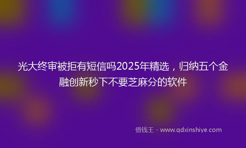 光大终审被拒有短信吗2025年精选，归纳五个金融创新秒下不要芝麻分的软件