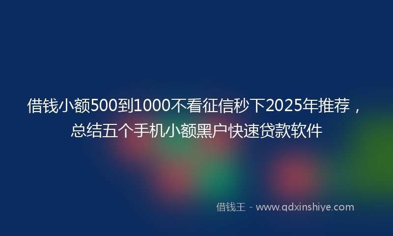 借钱小额500到1000不看征信秒下2025年推荐，总结五个手机小额黑户快速贷款软件