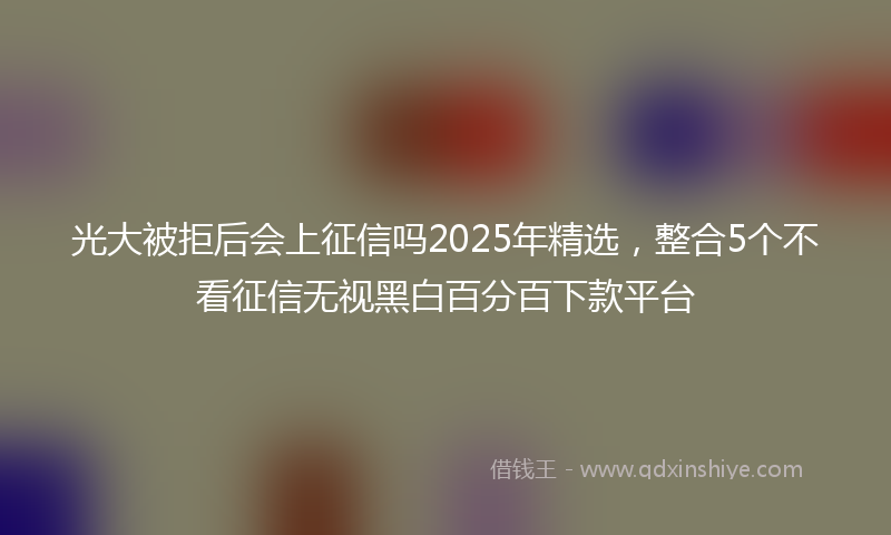 光大被拒后会上征信吗2025年精选，整合5个不看征信无视黑白百分百下款平台