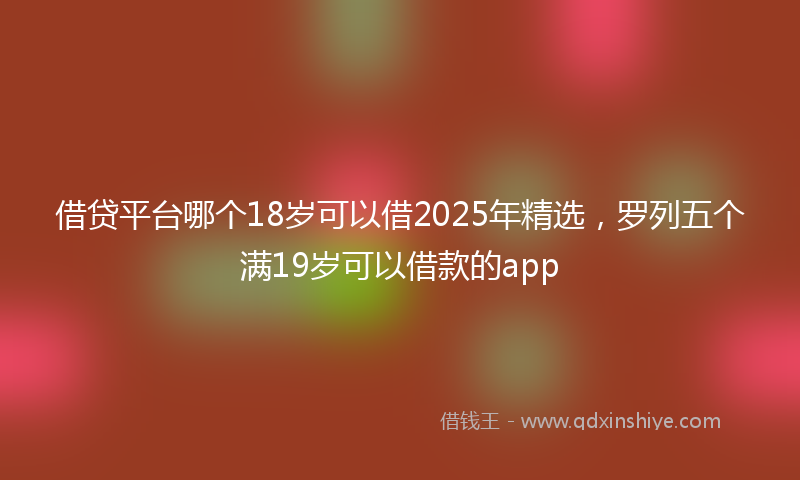 借贷平台哪个18岁可以借2025年精选，罗列五个满19岁可以借款的app