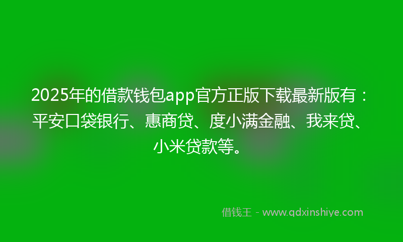 2025年的借款钱包app官方正版下载最新版有：平安口袋银行、惠商贷、度小满金融、我来贷、小米贷款等。
