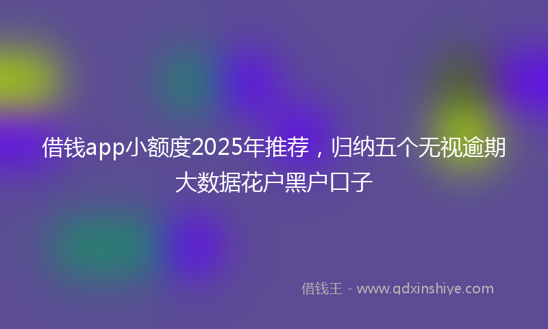 借钱app小额度2025年推荐，归纳五个无视逾期大数据花户黑户口子