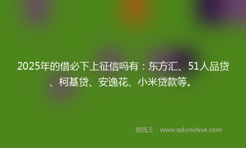 2025年的借必下上征信吗有：东方汇、51人品贷、柯基贷、安逸花、小米贷款等。