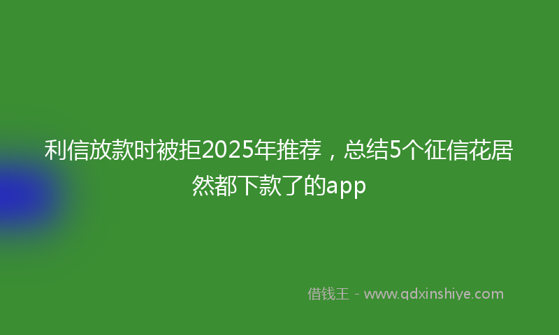 利信放款时被拒2025年推荐，总结5个征信花居然都下款了的app
