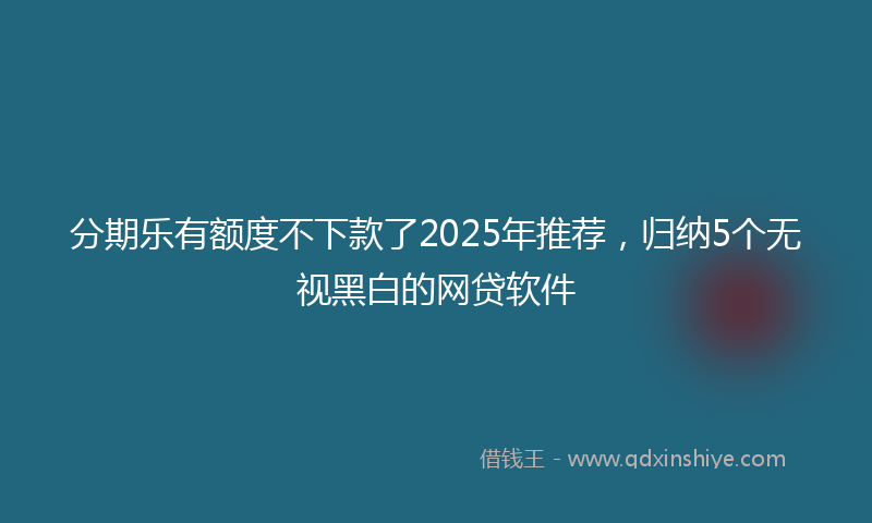 分期乐有额度不下款了2025年推荐，归纳5个无视黑白的网贷软件