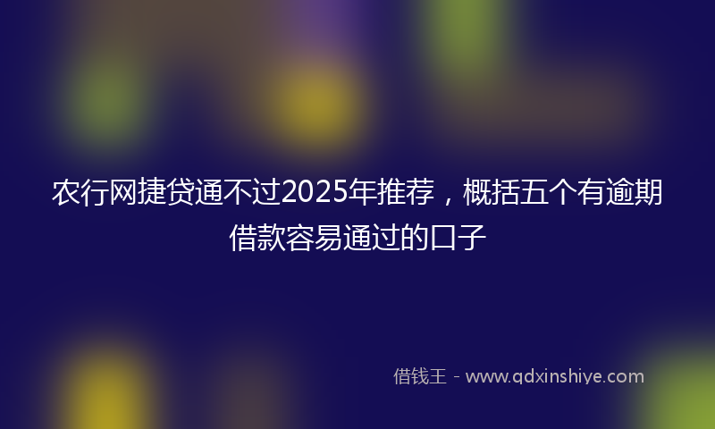 农行网捷贷通不过2025年推荐，概括五个有逾期借款容易通过的口子