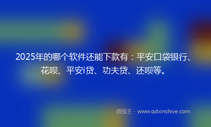 2025年的哪个软件还能下款有：平安口袋银行、花呗、平安i贷、功夫贷、还呗等。