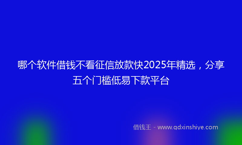 哪个软件借钱不看征信放款快2025年精选，分享五个门槛低易下款平台