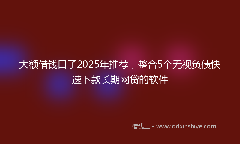 大额借钱口子2025年推荐，整合5个无视负债快速下款长期网贷的软件