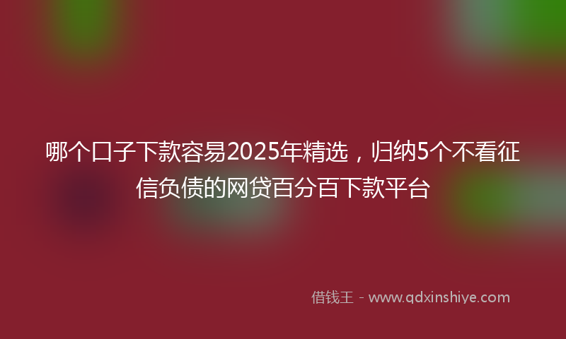 哪个口子下款容易2025年精选，归纳5个不看征信负债的网贷百分百下款平台