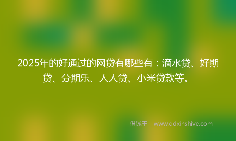 2025年的好通过的网贷有哪些有：滴水贷、好期贷、分期乐、人人贷、小米贷款等。