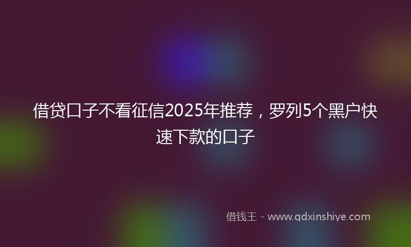 借贷口子不看征信2025年推荐，罗列5个黑户快速下款的口子