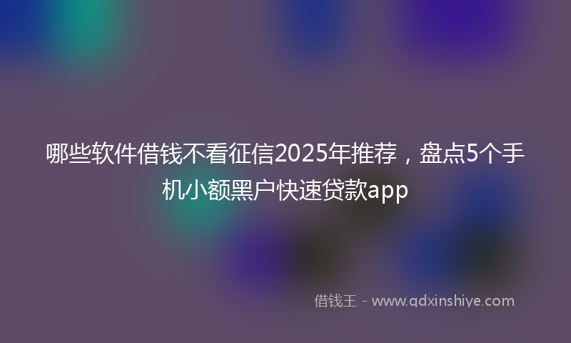 哪些软件借钱不看征信2025年推荐，盘点5个手机小额黑户快速贷款app