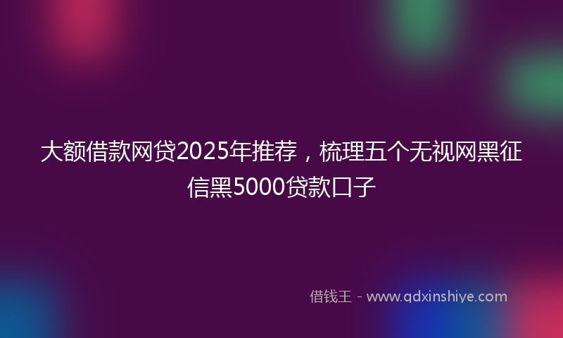 大额借款网贷2025年推荐，梳理五个无视网黑征信黑5000贷款口子
