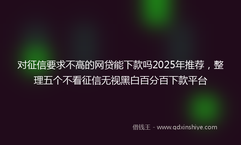 对征信要求不高的网贷能下款吗2025年推荐，整理五个不看征信无视黑白百分百下款平台