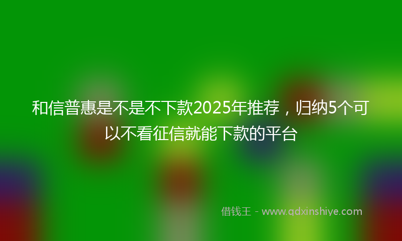 和信普惠是不是不下款2025年推荐，归纳5个可以不看征信就能下款的平台