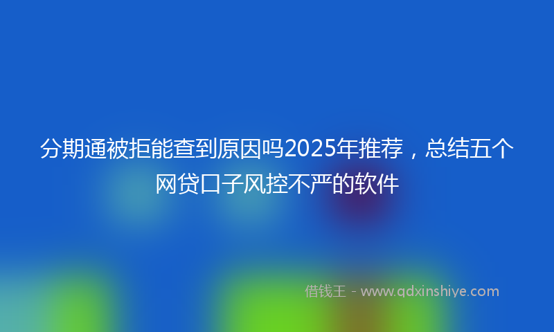 分期通被拒能查到原因吗2025年推荐，总结五个网贷口子风控不严的软件