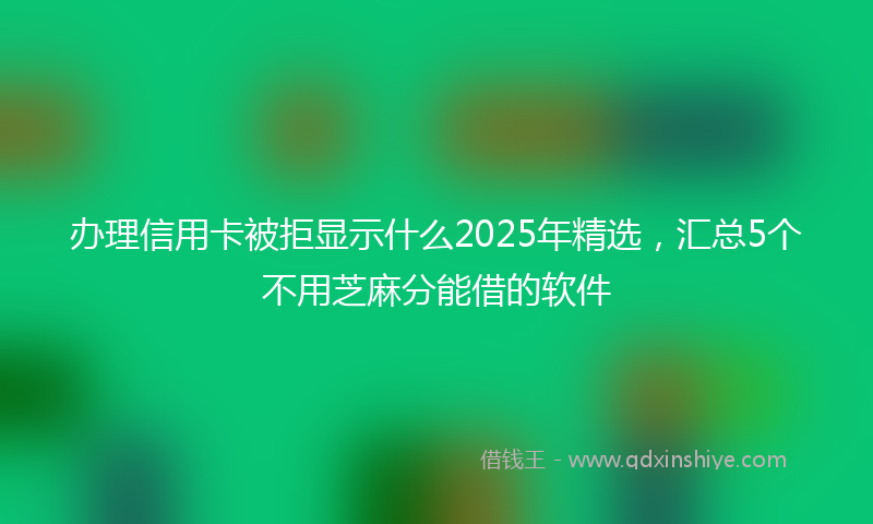 办理信用卡被拒显示什么2025年精选，汇总5个不用芝麻分能借的软件