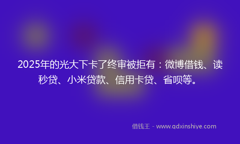 2025年的光大下卡了终审被拒有：微博借钱、读秒贷、小米贷款、信用卡贷、省呗等。