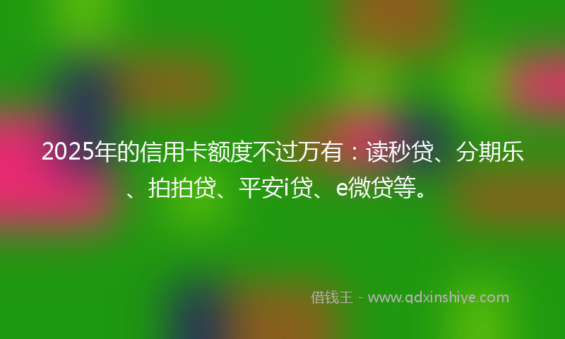 2025年的信用卡额度不过万有：读秒贷、分期乐、拍拍贷、平安i贷、e微贷等。
