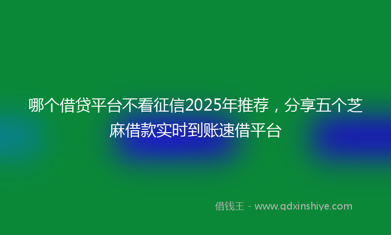 哪个借贷平台不看征信2025年推荐，分享五个芝麻借款实时到账速借平台