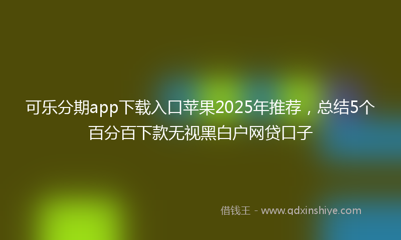 可乐分期app下载入口苹果2025年推荐，总结5个百分百下款无视黑白户网贷口子