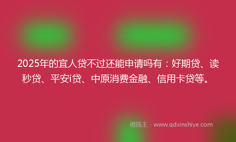 2025年的宜人贷不过还能申请吗有：好期贷、读秒贷、平安i贷、中原消费金融、信用卡贷等。