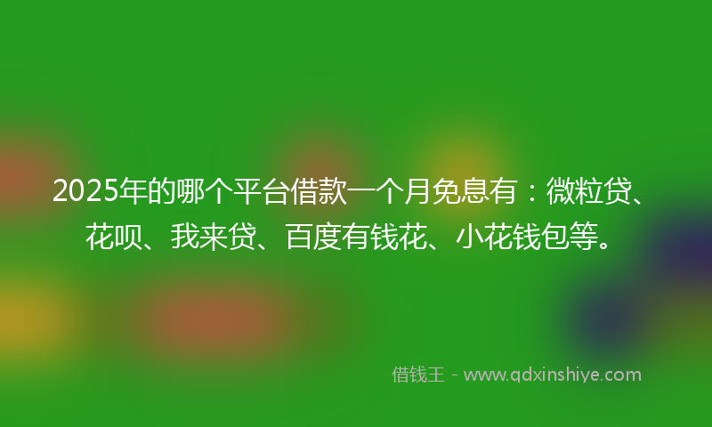 2025年的哪个平台借款一个月免息有：微粒贷、花呗、我来贷、百度有钱花、小花钱包等。