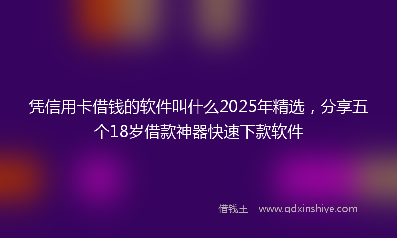 凭信用卡借钱的软件叫什么2025年精选，分享五个18岁借款神器快速下款软件