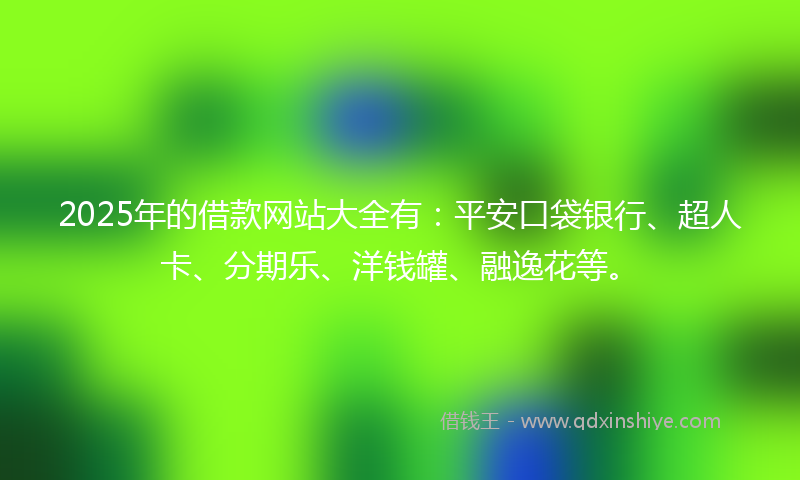 2025年的借款网站大全有：平安口袋银行、超人卡、分期乐、洋钱罐、融逸花等。