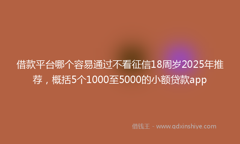 借款平台哪个容易通过不看征信18周岁2025年推荐，概括5个1000至5000的小额贷款app