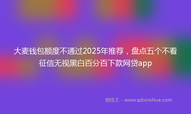 大麦钱包额度不通过2025年推荐，盘点五个不看征信无视黑白百分百下款网贷app