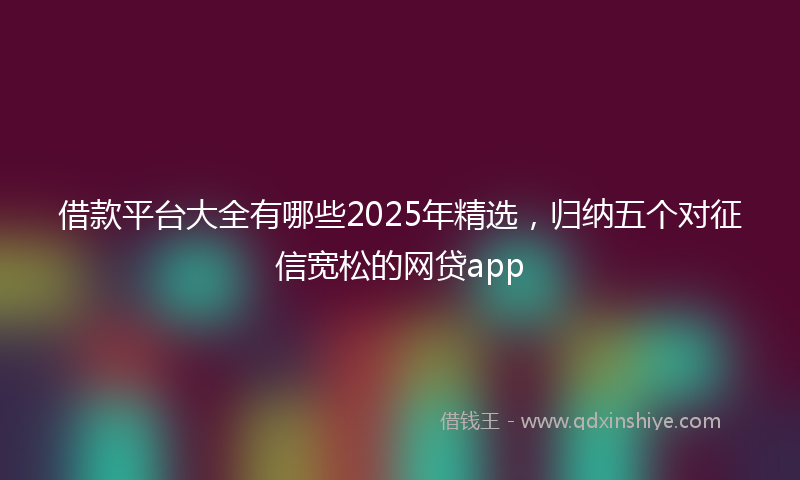 借款平台大全有哪些2025年精选，归纳五个对征信宽松的网贷app