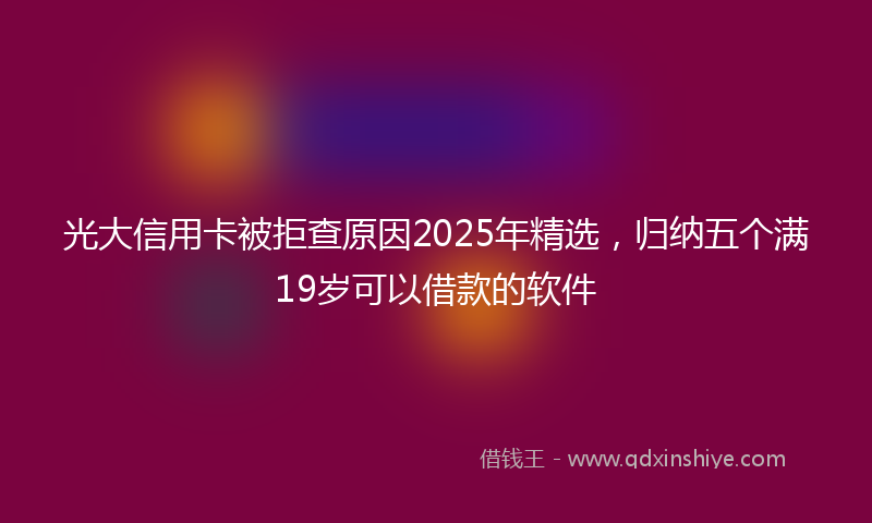 光大信用卡被拒查原因2025年精选，归纳五个满19岁可以借款的软件