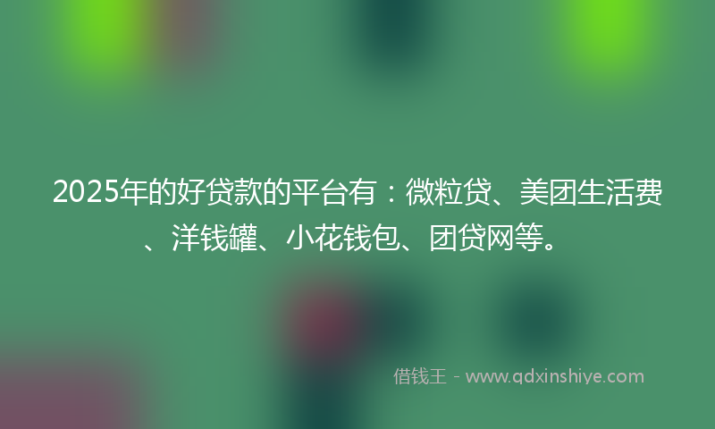 2025年的好贷款的平台有：微粒贷、美团生活费、洋钱罐、小花钱包、团贷网等。