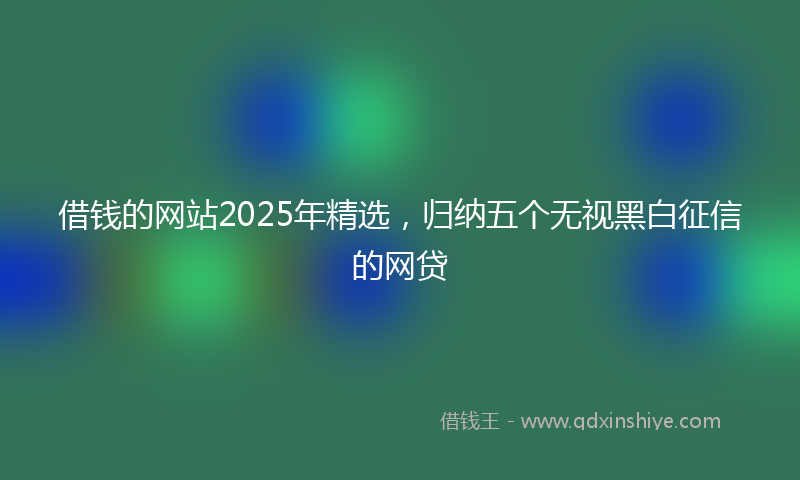 借钱的网站2025年精选，归纳五个无视黑白征信的网贷