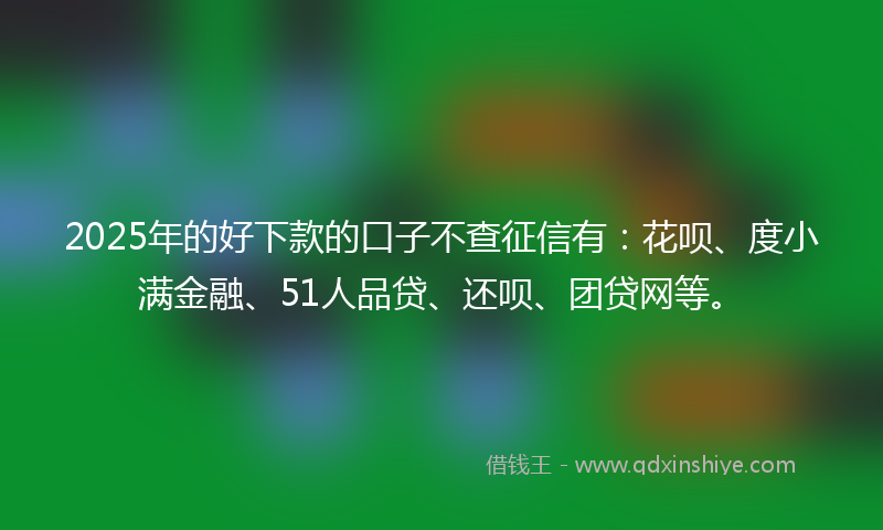2025年的好下款的口子不查征信有：花呗、度小满金融、51人品贷、还呗、团贷网等。