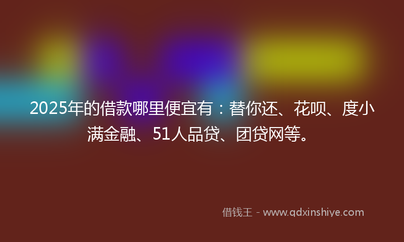 2025年的借款哪里便宜有：替你还、花呗、度小满金融、51人品贷、团贷网等。
