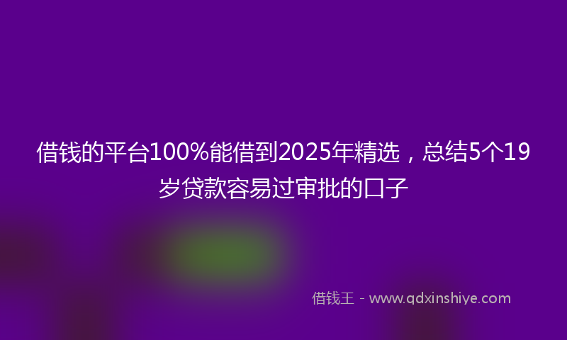 借钱的平台100%能借到2025年精选，总结5个19岁贷款容易过审批的口子