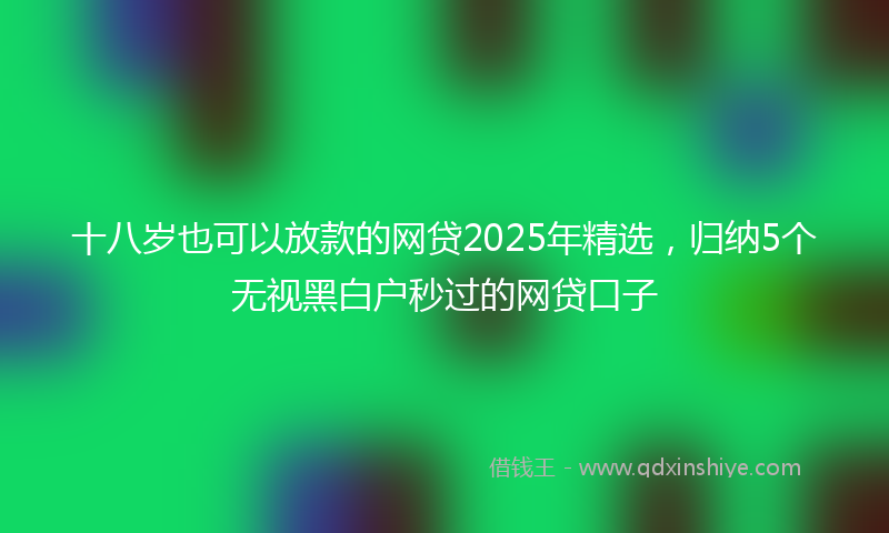 十八岁也可以放款的网贷2025年精选，归纳5个无视黑白户秒过的网贷口子