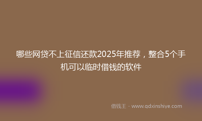 哪些网贷不上征信还款2025年推荐，整合5个手机可以临时借钱的软件