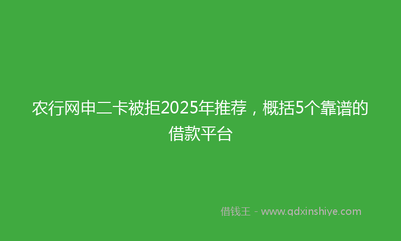 农行网申二卡被拒2025年推荐，概括5个靠谱的借款平台