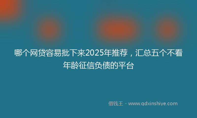 哪个网贷容易批下来2025年推荐，汇总五个不看年龄征信负债的平台